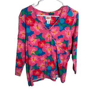 Ruby Rd T-Shirt Women's Large Favorites Colorful V-Neck Studded Top Shirt
